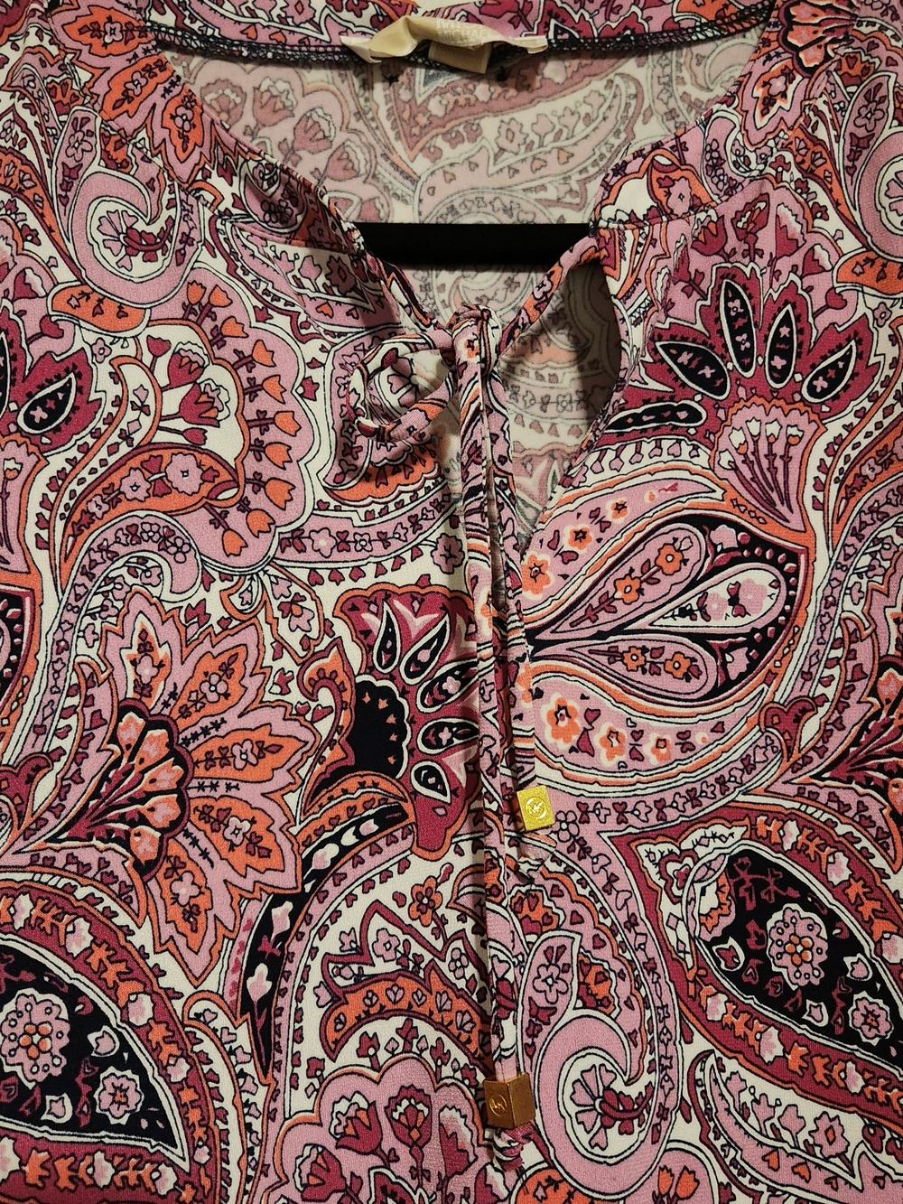 Michael Kors Paisley Sleeveless Dress Size M Pink Ruffle Hem - Picture 8 of 8